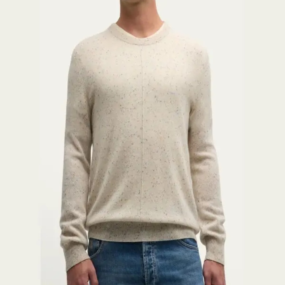 ATM Anthony Thomas Melillo Donegal Cashmere Sweater Chalk Multi Speckled XXL‎